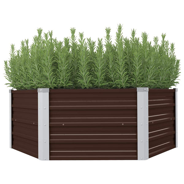 Vidaxl Raised Garden Bed Brown 129X129x46 Cm Galvanised Steel Raised Garden Beds
