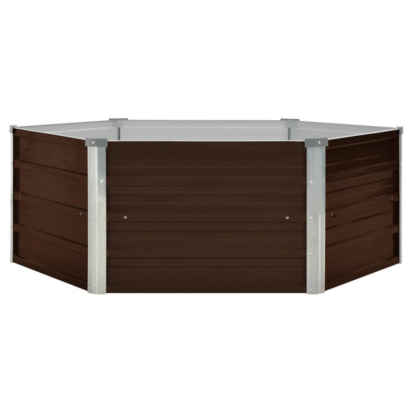 Vidaxl Raised Garden Bed Brown 129X129x46 Cm Galvanised Steel Raised Garden Beds