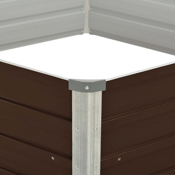 Vidaxl Raised Garden Bed Brown 129X129x46 Cm Galvanised Steel Raised Garden Beds