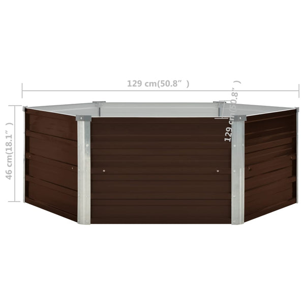 Vidaxl Raised Garden Bed Brown 129X129x46 Cm Galvanised Steel Raised Garden Beds