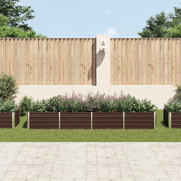 Vidaxl Garden Raised Bed Brown 320X80x45 Cm Galvanised Steel Raised Garden Beds