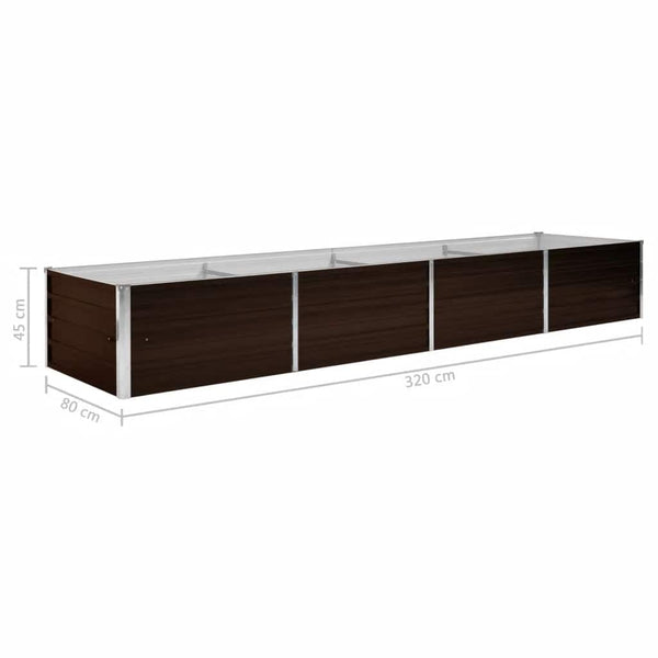 Vidaxl Garden Raised Bed Brown 320X80x45 Cm Galvanised Steel Raised Garden Beds