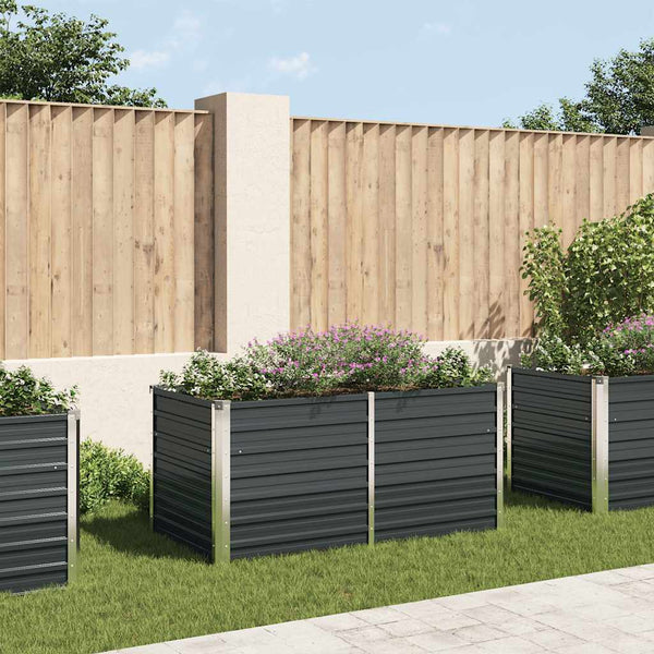 Vidaxl Raised Garden Bed Anthracite 160X80x77 Cm Galvanised Steel Raised Garden Beds