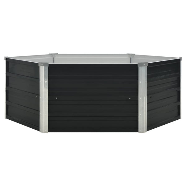 Raised Garden Bed Anthracite 129X129x45 Cm Galvanised Steel Raised Garden Beds