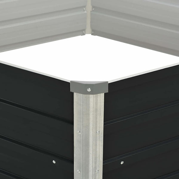 Raised Garden Bed Anthracite 129X129x45 Cm Galvanised Steel Raised Garden Beds