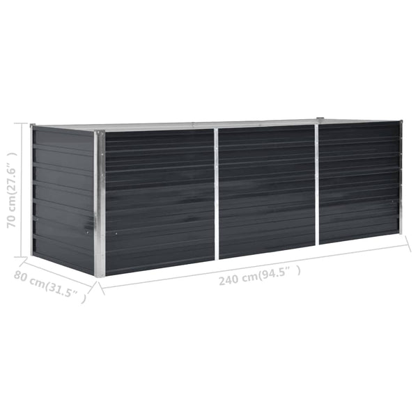 Vidaxl Garden Raised Bed Anthracite 240X80x77 Cm Galvanised Steel Raised Garden Beds