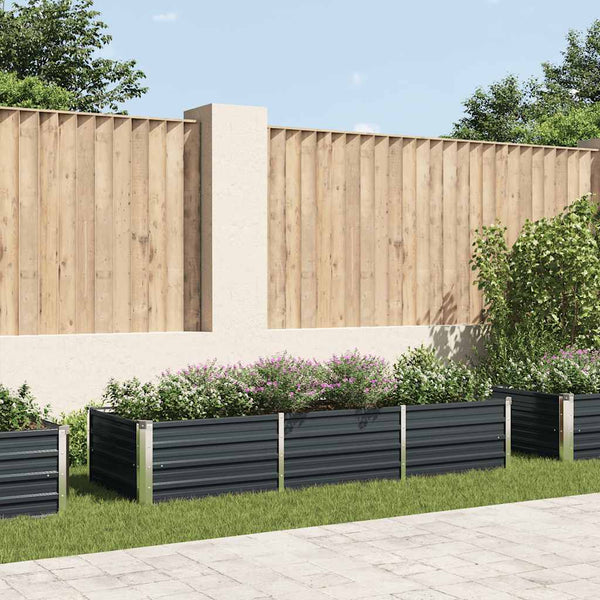 Vidaxl Garden Raised Bed Anthracite 240X80x45 Cm Galvanised Steel Raised Garden Beds