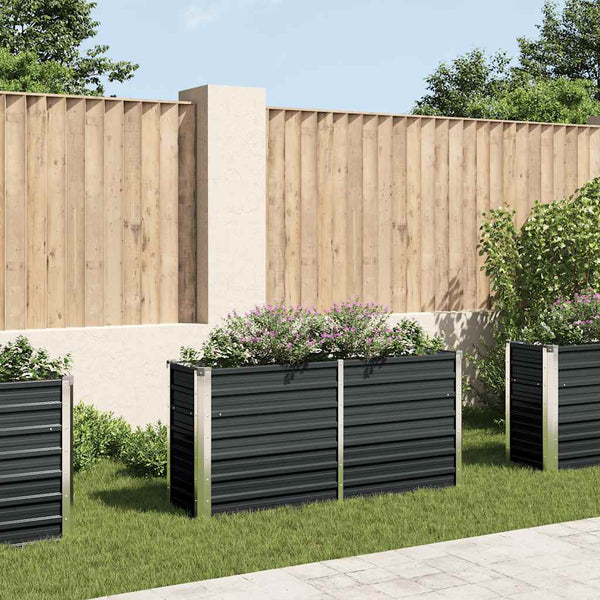 Vidaxl Garden Raised Bed Anthracite 160X40x77 Cm Galvanised Steel Raised Garden Beds