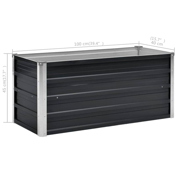 Vidaxl Garden Raised Bed Anthracite 100X40x45 Cm Galvanised Steel Raised Garden Beds