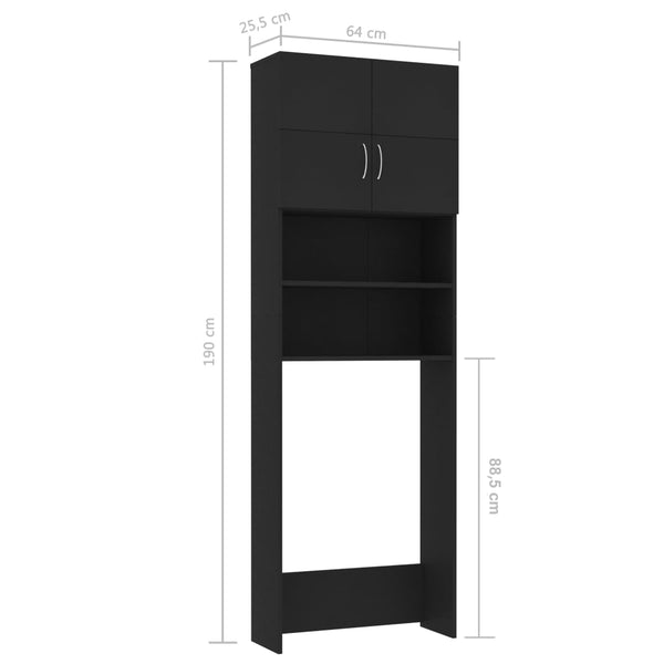 Washing Machine Cabinet Black 64X25.5X190 Cm Engineered Wood Cabinets & Cupboards