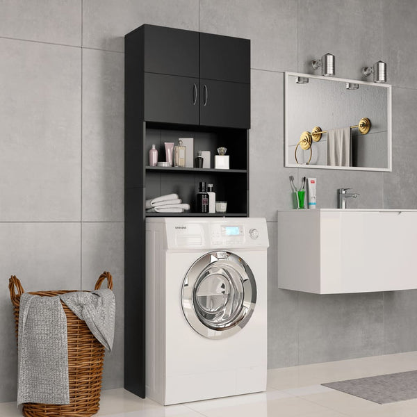 Washing Machine Cabinet Black 64X25.5X190 Cm Engineered Wood Cabinets & Cupboards