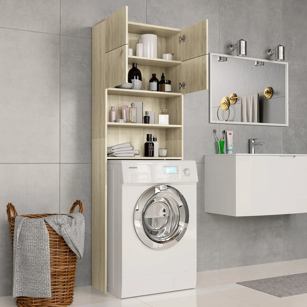 Washing Machine Cabinet Sonoma Oak 64X25.5X190 Cm Engineered Wood Cabinets & Cupboards