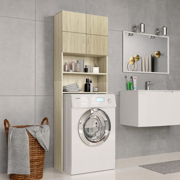 Washing Machine Cabinet Sonoma Oak 64X25.5X190 Cm Engineered Wood Cabinets & Cupboards