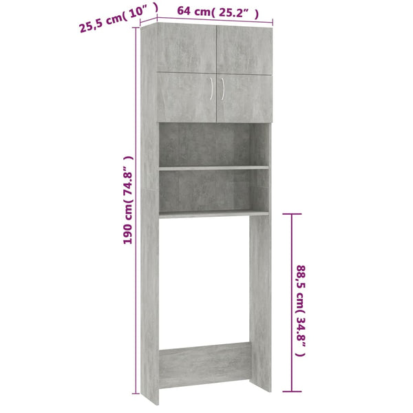 Washing Machine Cabinet Concrete Grey 64X25.5X190 Cm Engineered Wood Cabinets & Cupboards