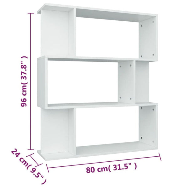 Book Cabinet/Room Divider White 80X24x96 Cm Engineered Wood