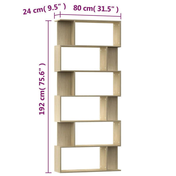 Book Cabinet/Room Divider Sonoma Oak 80X24x192 Cm Engineered Wood