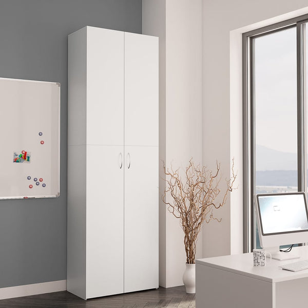 Office Cabinet White 60X32x190 Cm Engineered Wood Filing Cabinets