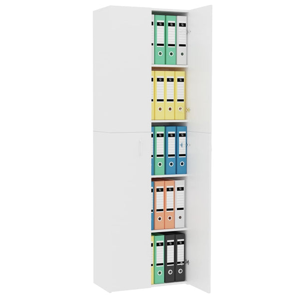 Office Cabinet White 60X32x190 Cm Engineered Wood Filing Cabinets
