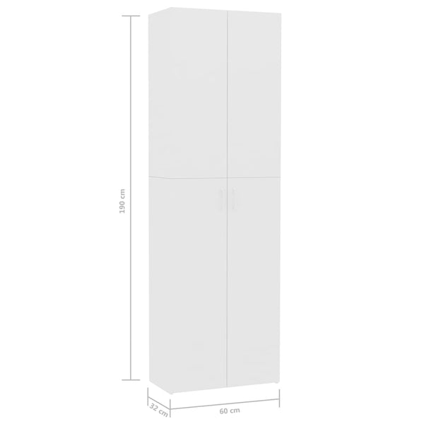 Office Cabinet White 60X32x190 Cm Engineered Wood Filing Cabinets