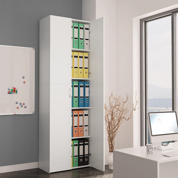 Office Cabinet White 60X32x190 Cm Engineered Wood Filing Cabinets