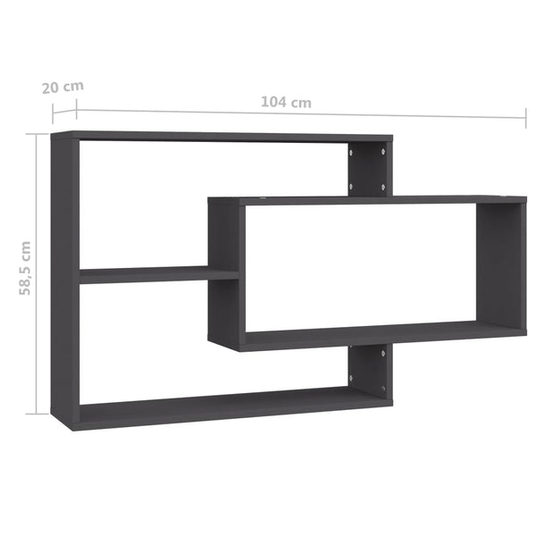 Grey 104X20x58.5 Cm Engineered Wood Wall Shelves