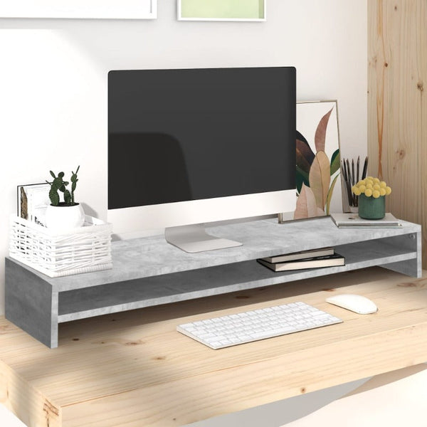 Monitor Mounts & Stands Monitor Stand Concrete Grey 100X24x13 Cm Engineered Wood