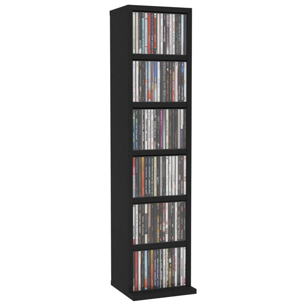 Cd Cabinet Black 21X20x88 Cm Engineered Wood Cd & Video Racks