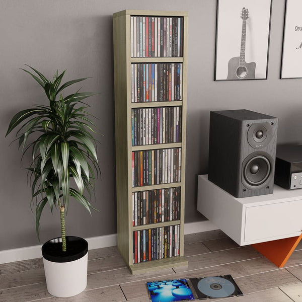 Cd Cabinet Sonoma Oak 21X20x88 Cm Engineered Wood Cd & Video Racks