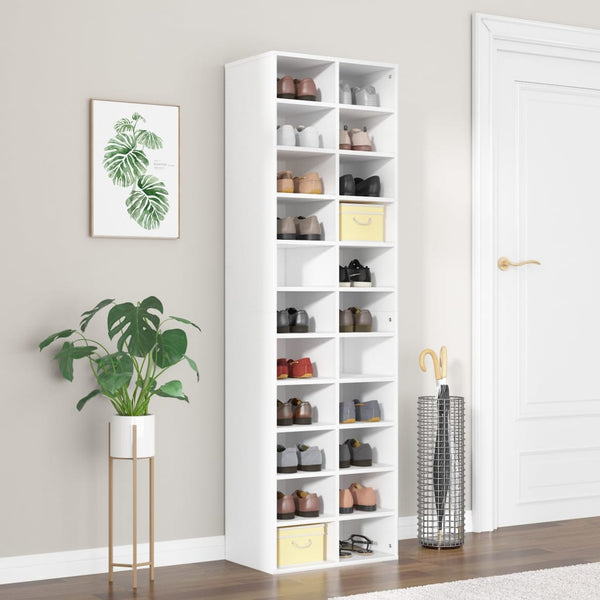 Shoe Cabinet White 54X34x183 Cm Engineered Wood Shoe Cabinets
