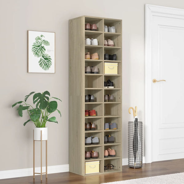 Vidaxl Shoe Cabinet Sonoma Oak 54X34x183 Cm Engineered Wood Shoe Cabinets