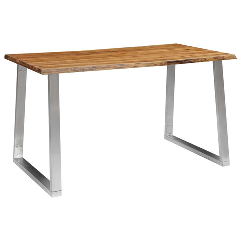 Dining Table 140X80x75 Cm Solid Acacia Wood And Stainless Steel Dining Tables