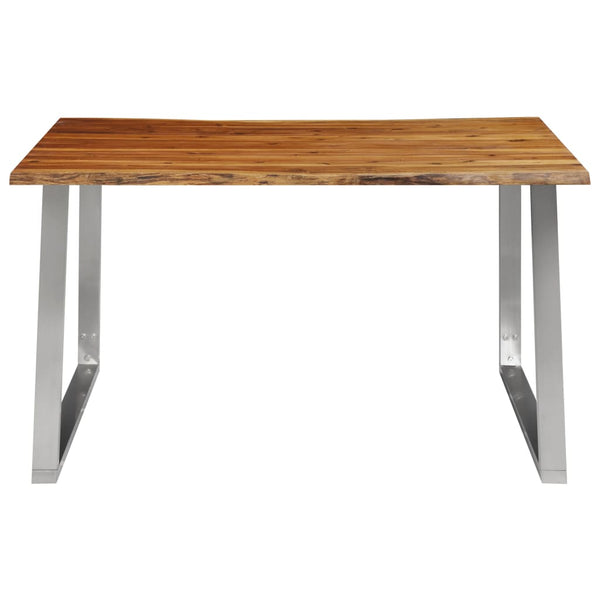 Dining Table 140X80x75 Cm Solid Acacia Wood And Stainless Steel Dining Tables