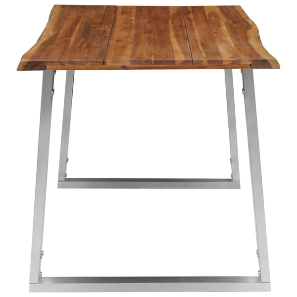 Dining Table 140X80x75 Cm Solid Acacia Wood And Stainless Steel Dining Tables