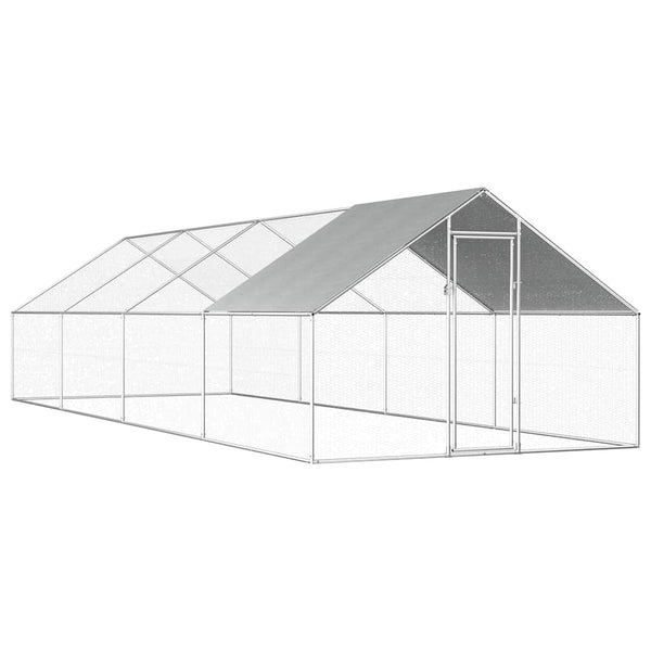 Vidaxl Outdoor Chicken Cage 2.75X8x1.92 M Galvanised Steel Small Animal Cages & Hutches