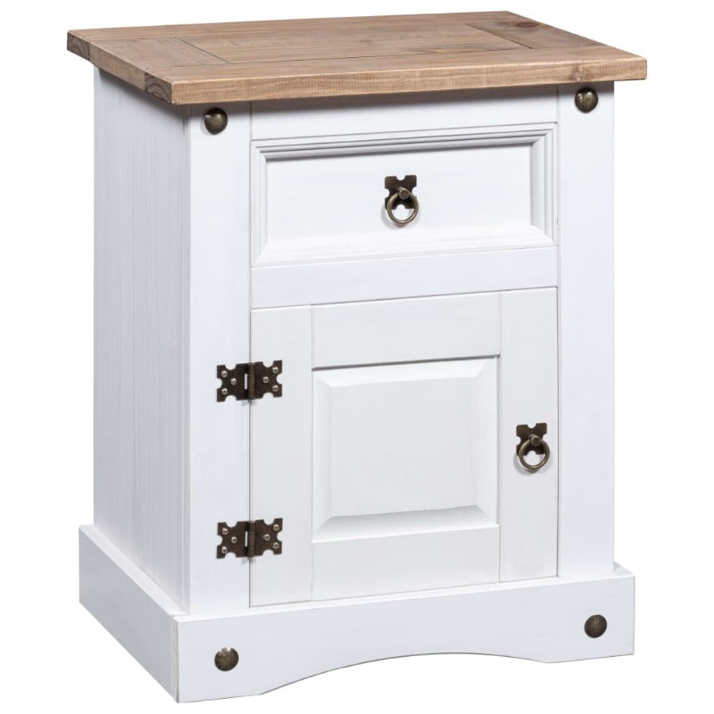 Vidaxl Bedside Cabinet Mexican Pine Corona Range White 53X39x67 Cm Bedside Tables