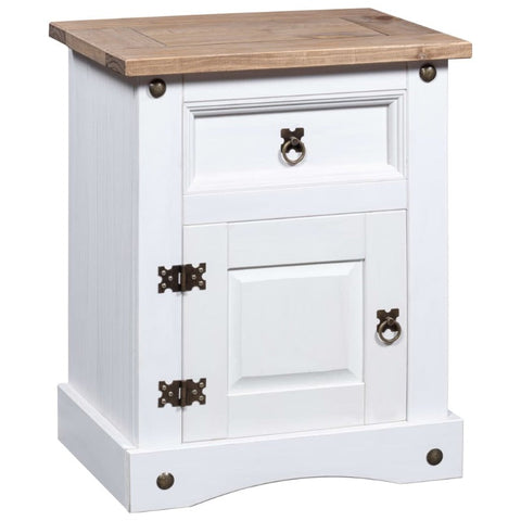 Vidaxl Bedside Cabinet Mexican Pine Corona Range White 53X39x67 Cm Bedside Tables