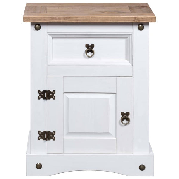 Vidaxl Bedside Cabinet Mexican Pine Corona Range White 53X39x67 Cm Bedside Tables