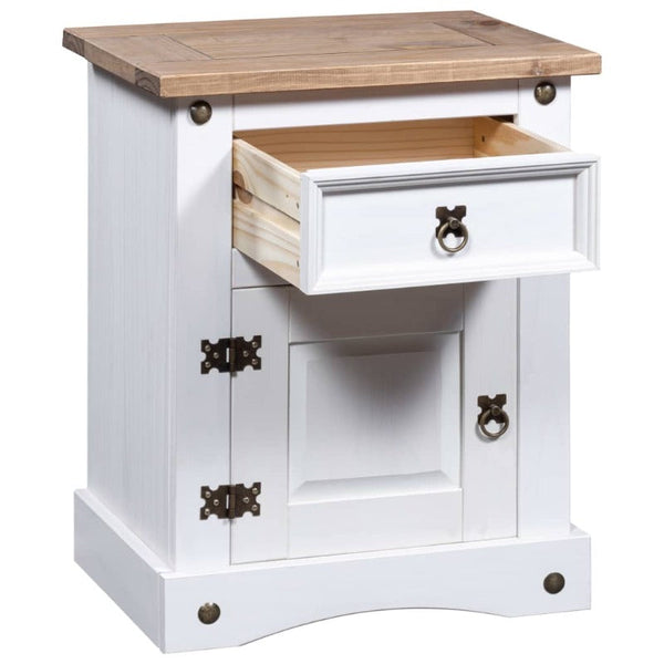 Vidaxl Bedside Cabinet Mexican Pine Corona Range White 53X39x67 Cm Bedside Tables