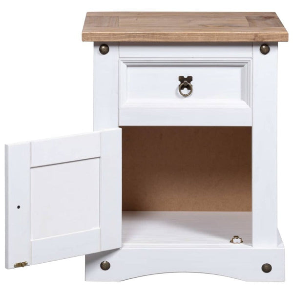 Vidaxl Bedside Cabinet Mexican Pine Corona Range White 53X39x67 Cm Bedside Tables