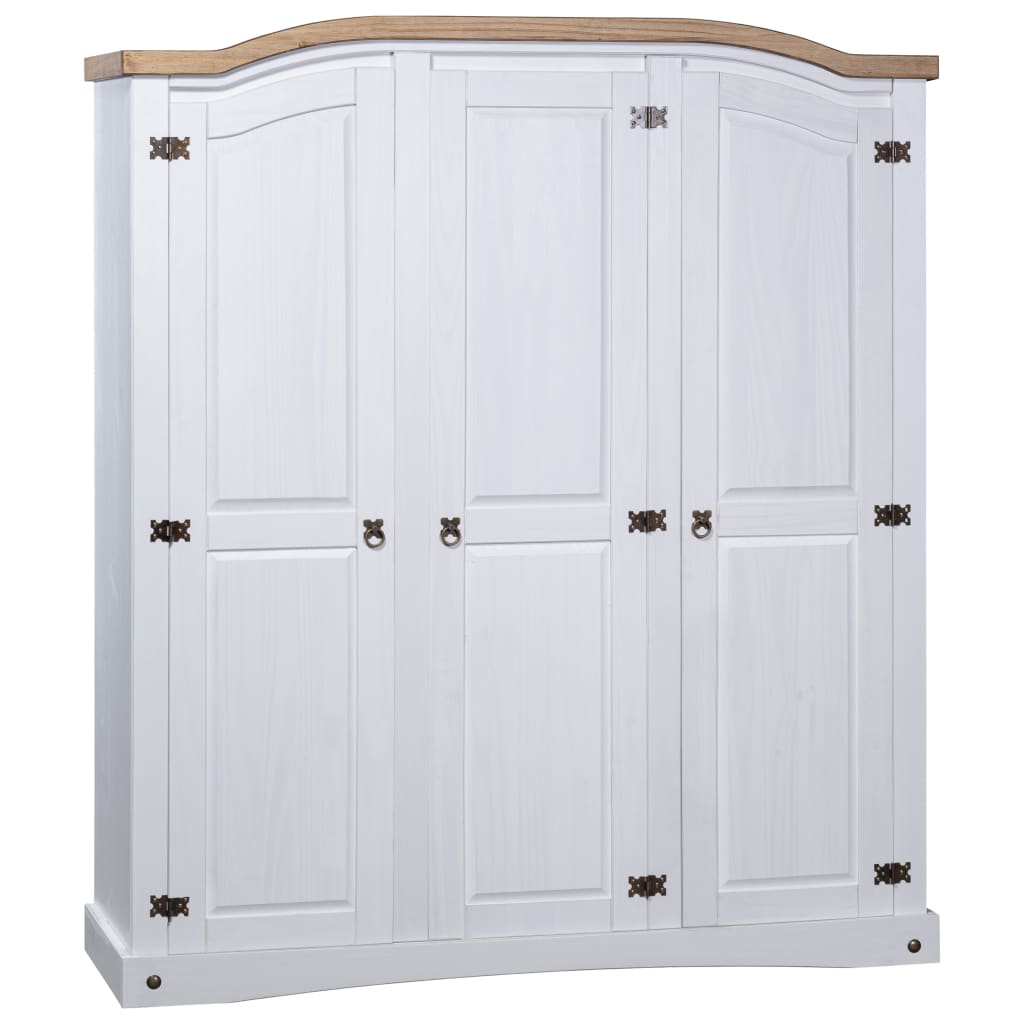 Wardrobe Mexican Pine Corona Range 3 Doors White Closet Organisers