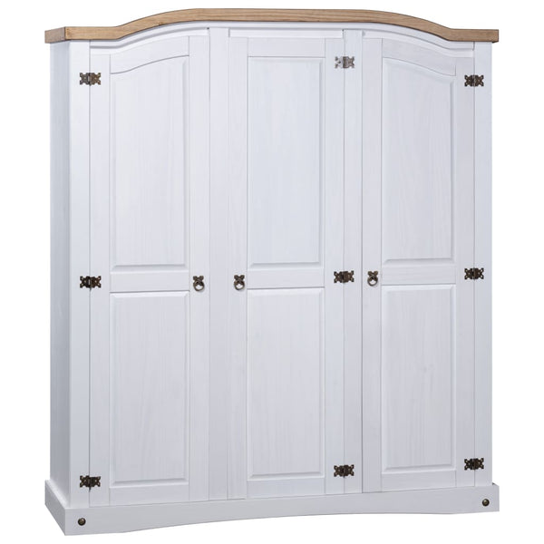 Wardrobe Mexican Pine Corona Range 3 Doors White Closet Organisers