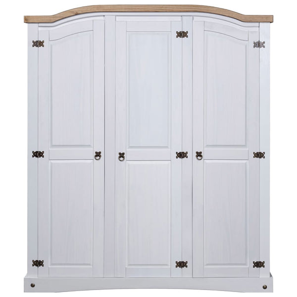Wardrobe Mexican Pine Corona Range 3 Doors White Closet Organisers