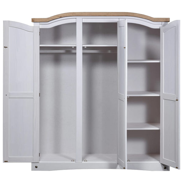 Wardrobe Mexican Pine Corona Range 3 Doors White Closet Organisers