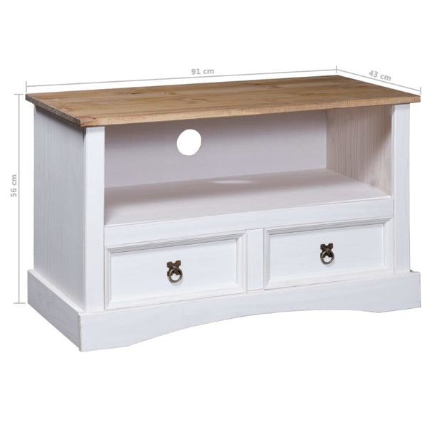 TV Stands & Entertainment Units Tv Cabinet Mexican Pine Corona Range White 91X43x56 Cm