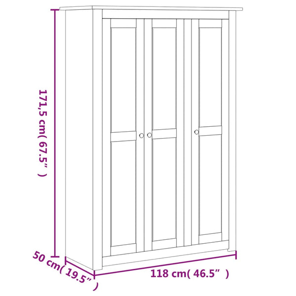 Vidaxl 3 Door Wardrobe 118X50x171.5 Cm Pine Panama Range Wardrobes