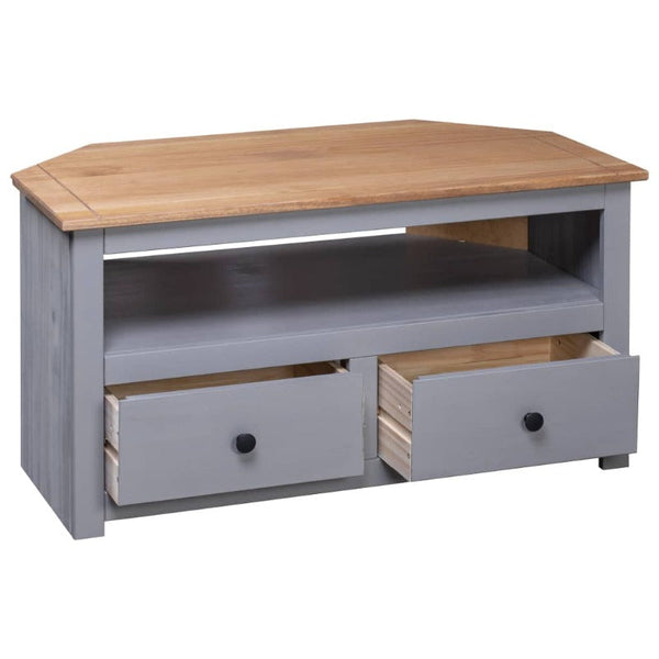Corner Tv Cabinet Grey 93X49x49 Cm Solid Pine Panama Range