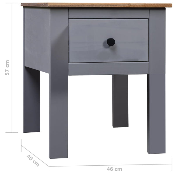 Bedside Cabinet Grey 46X40x57 Cm Pine Panama Range Bedside Tables