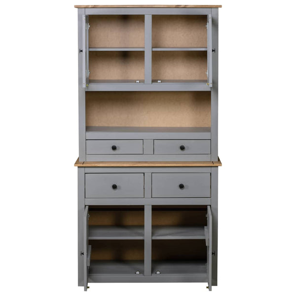 Highboard Grey 93X40.5X180 Cm Solid Pine Panama Range Cabinets & Cupboards