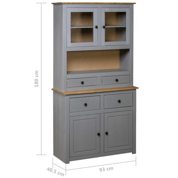 Highboard Grey 93X40.5X180 Cm Solid Pine Panama Range Cabinets & Cupboards