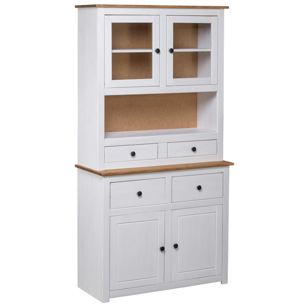Highboard White 93X40.5X180 Cm Solid Pinewood Panama Range Cabinets & Cupboards